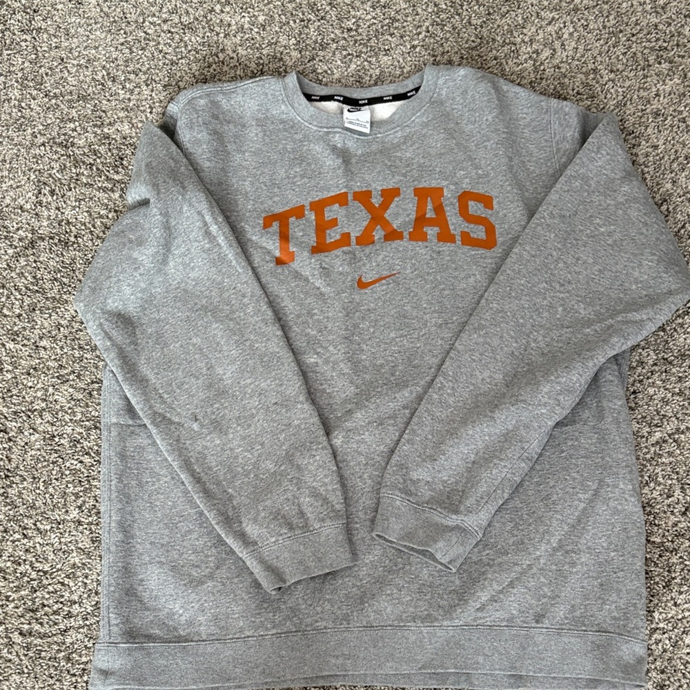 Nike Grey Crewneck Sweatshirt with Orange TEXAS Logo